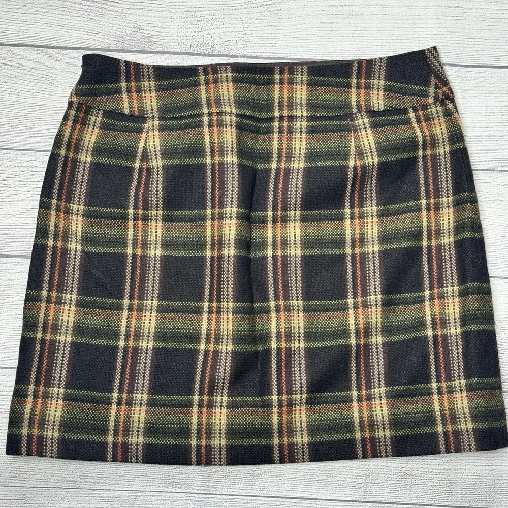 Michael Michael Kors‎ Women's 4 Brown Plaid Wool Blend Pencil Short Skirt Career